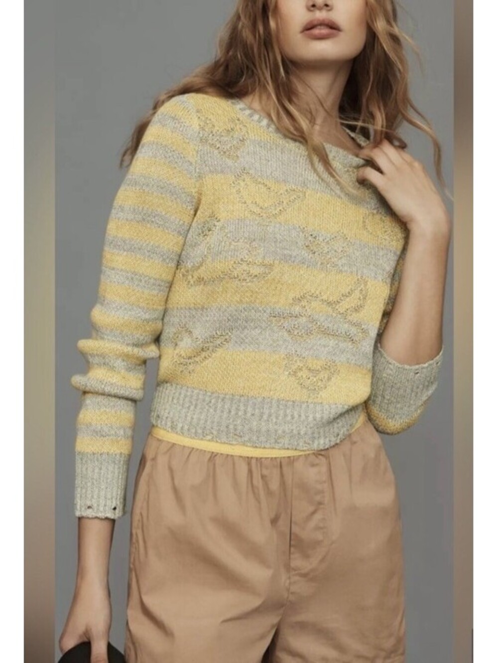 Pilcro Anthropologie Striped Deconstructed Striped Chicken Sweater Medium $128